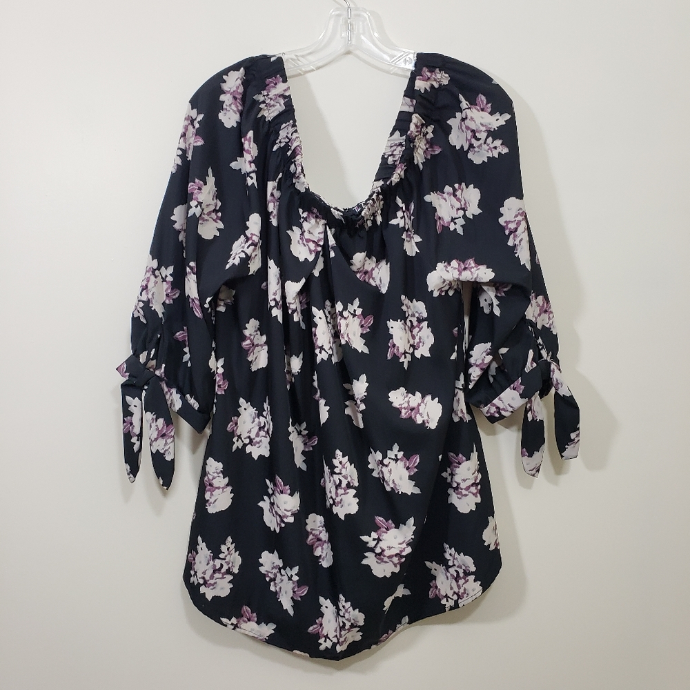 Time‎ to bloom floral off the shoulder 3/4" sleeve